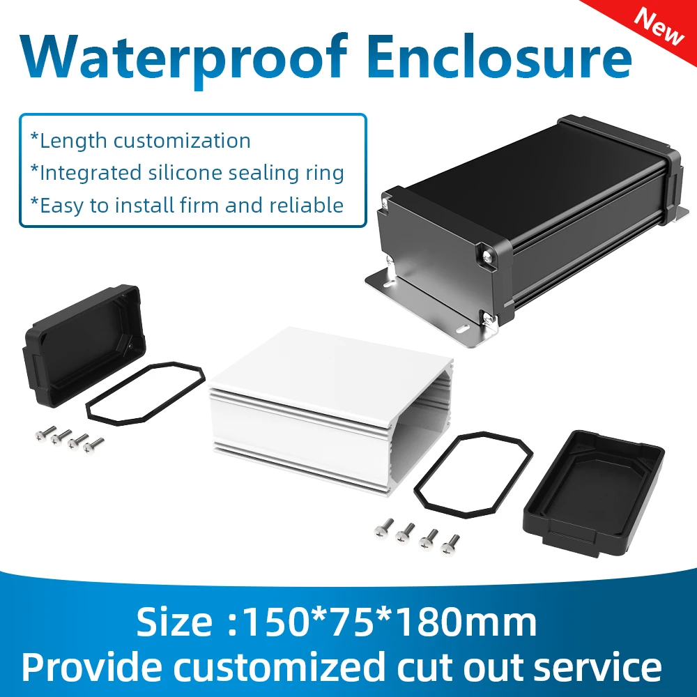 Custom Aluminium Enclosure Electronic Instrument Outdoor Waterproof Ip68 Enclosure Box Diy Housing M11 180*70mm Silver