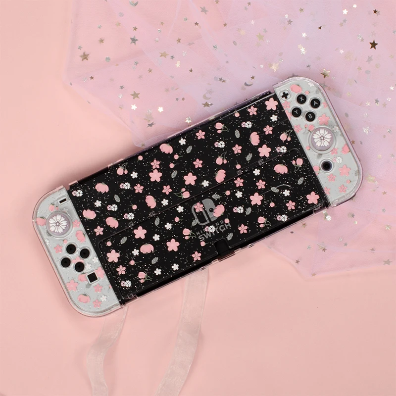 

Sakura Crystal Case for Nintend Switch OLED Shell PC Hard Cover Dock Case for Nintendo Switch OLED NS Joy-Con Controller