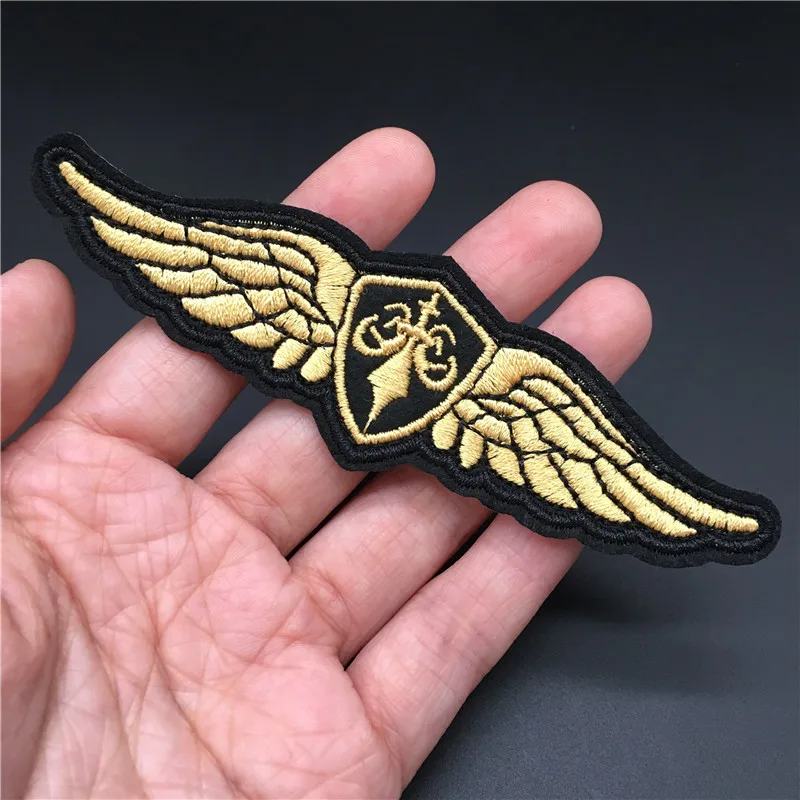 Wing Patch Size: 11.1x3.2cm Diy Clothing Stripe Embroidery Badge Iron Patch on Clothes Sticker Sewing Decoration Applique