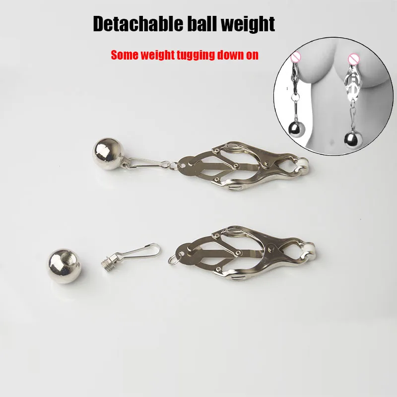 BDSM Clover Style Nipple Clamps Weights ,Bondage Gear, Stainless Steel Clips For Nipples Adult Games, Sex Toys For Women