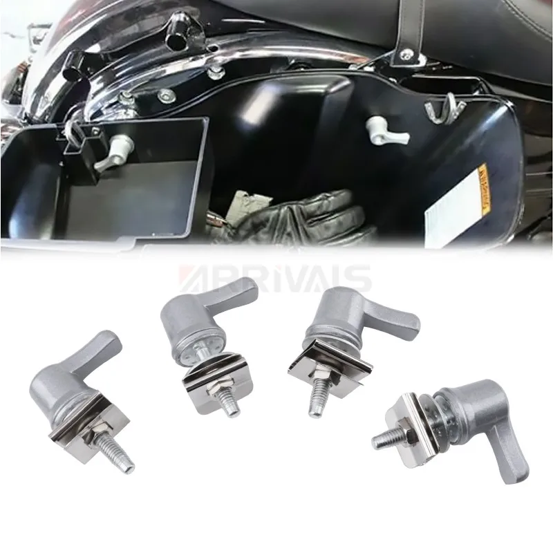 Chrome Saddlebag Lever Lock Bolts & Nuts Kit For Harley Touring 1993-2018