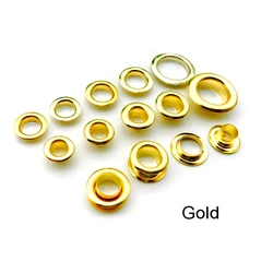 20pcs Gold Double Sided Brass Eyelets 4/4.5/5/6/8/10mm Leather Craft Grommet Clothing Bags Repair