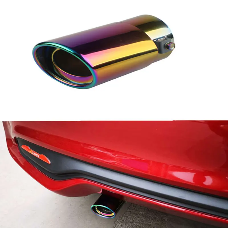 Universal Car Exhaust Muffler Tip Round Stainless Steel Pipe Chrome Exhaust Tail Muffler Tip Pipe Silver Car Accessories Muffler