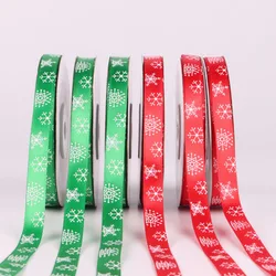 5Yards/Roll Green/Red Snowflake Organza Ribbon DIY Bownot Gift Wrapping Party Christmas Ribbons Decoration 10 mm