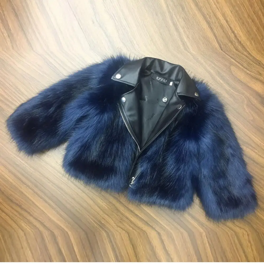 

Girl fur Coat Jacket Imitation fox Artificial Fur Grass High Quality Plush+leather Fake Two Pieces Winter Kids Clothes CT041