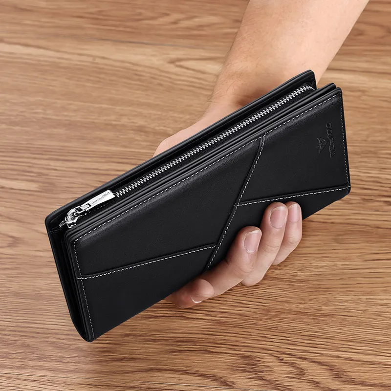 

2021 new head leather men's wallet long detachable wrist strap large capacity card bag fashion business multi-function hand bag