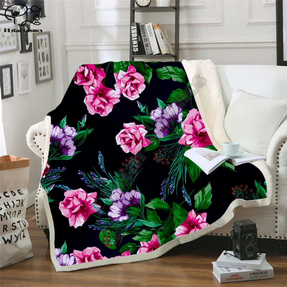 

Fresh flowers Fleece Blanket 3D full printed Wearable Blanket Adults/kids Fleece Blanket drop shippng style-4