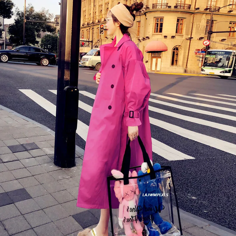 2022 Spring Autumn Korean Fashion Double-Breasted Women Trench Coat Mid-length Long Loose temperament British Style Chic Coat