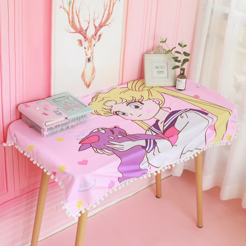 5 style Anime peripheral Sailor Moon plush tablecloth kawaii room decor household products Water and oil proof gifts for girls