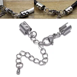 Lot de 5 Clips de cordon en cuir de 1 à 5mm, connecteur de fermoir à homard de chaîne d'extension en acier inoxydable pour bricolage de Bracelet de fabrication de bijoux