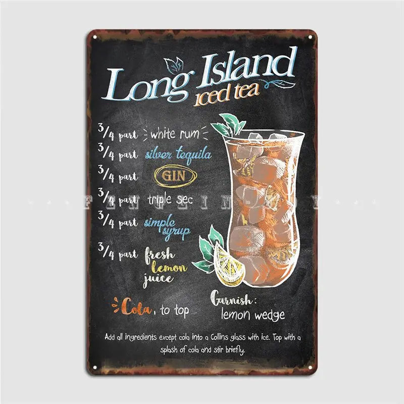 Long Island Iced Tea Metal Plaque Poster Home Club Vintage Garage Decoration Tin Sign Posters