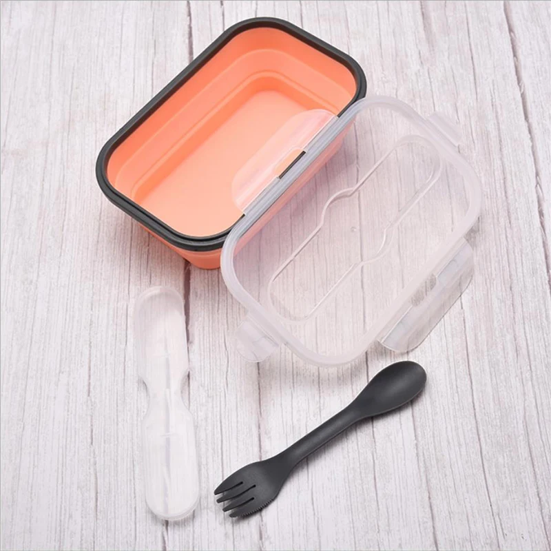 Healthy Portable Collapsible Food Box Microwave Bowl Silicone Folding Japanese Bento Lunch Box For Kids Adult food carrier 900ml view 2