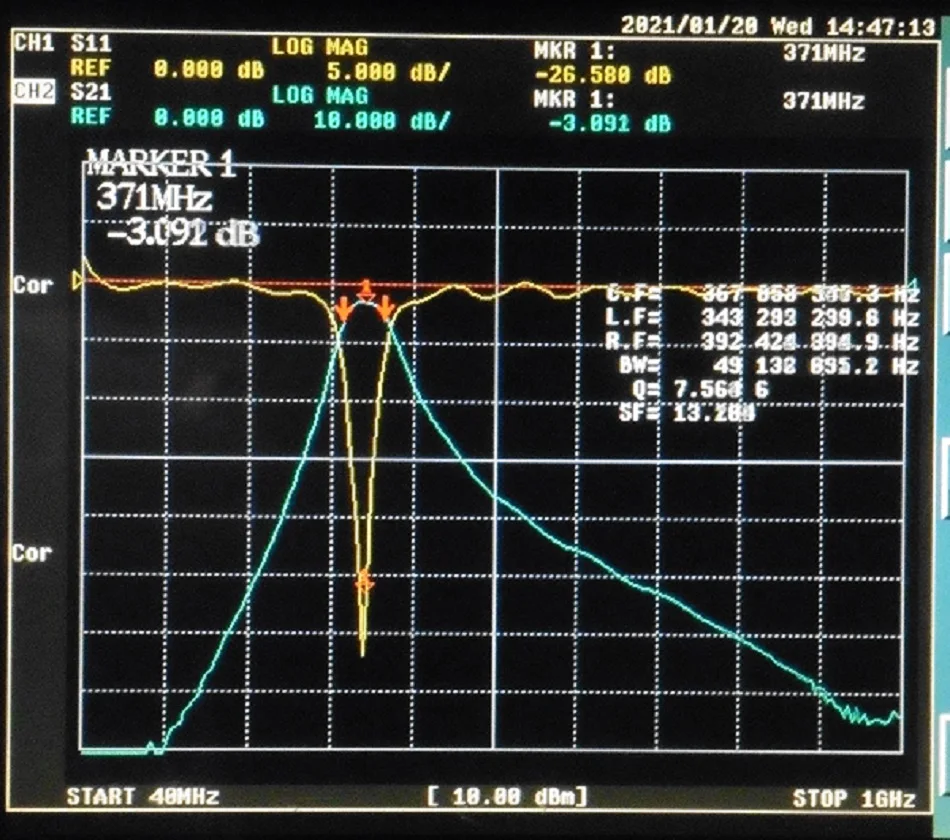 371MHz Special Frequency Section SAW Bad Filter, 1DB Bandwidth 25MHz, SMA Interface