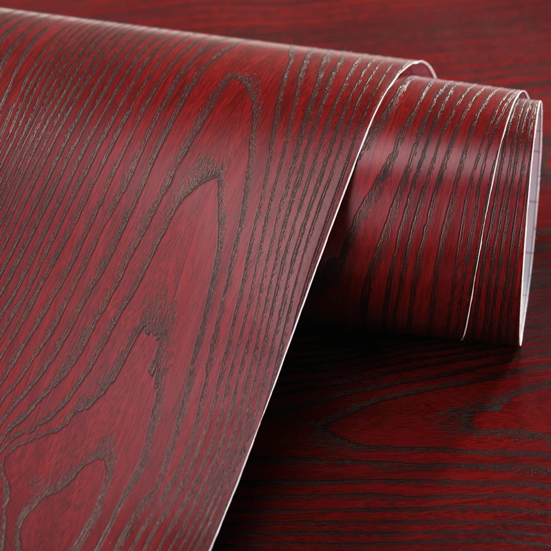 

adhesive paper for furniture Red sandalwood 3d wood wallpaper chiffonnier self adhesive paper waterproof boeing film furniture