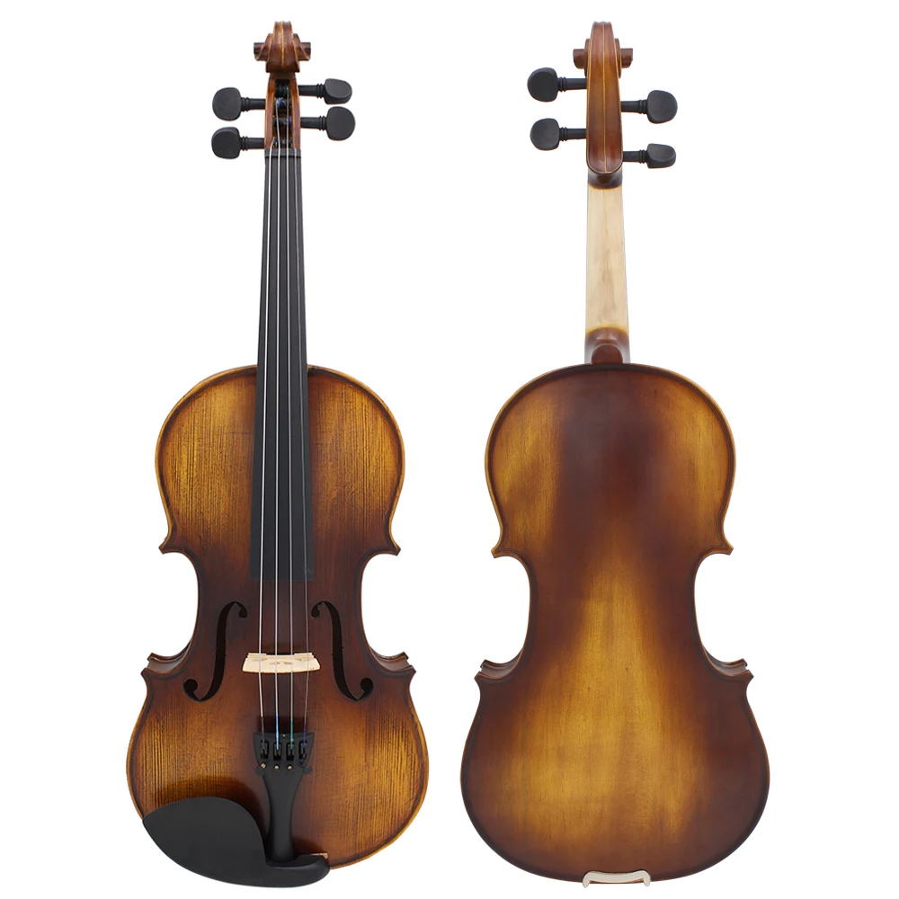 Professional 4/4 Solid Wood Acoustic Violin Fiddle With Bow Case Stringed Instrument Retro Violin Beginner Students Musical Gift