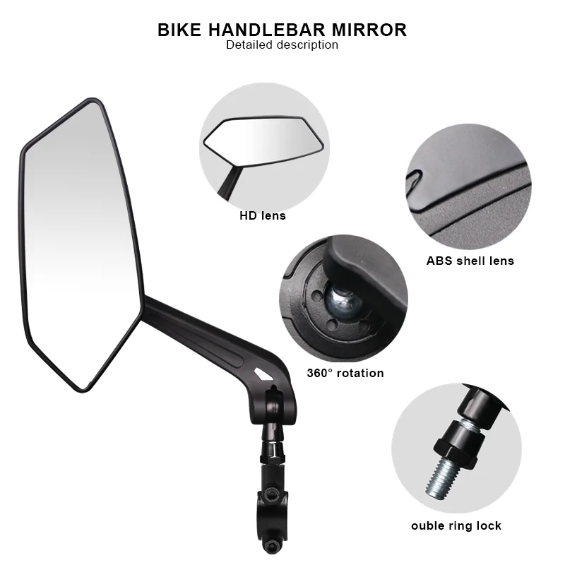 Bicycle Rear View Mirror Bike Two-color Wide-Range Mirrors Cycling Back Sight Handlebar Reflector Adjustable Left Right Mirrors