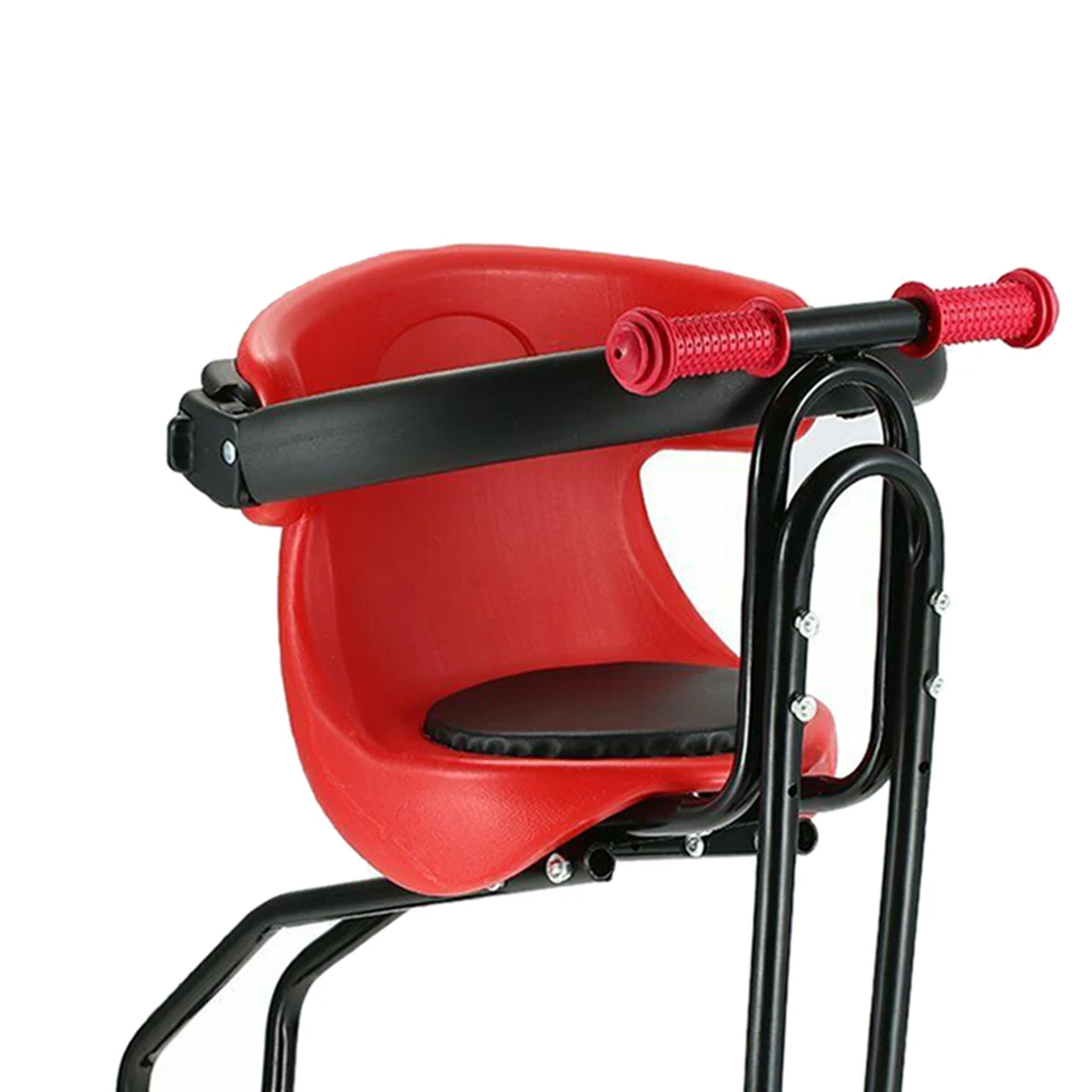 Kids Baby Seat Chair Child Front Mount Seat Safety Carrier w/ Guardrail Foot Pedal for Road Bike Folding