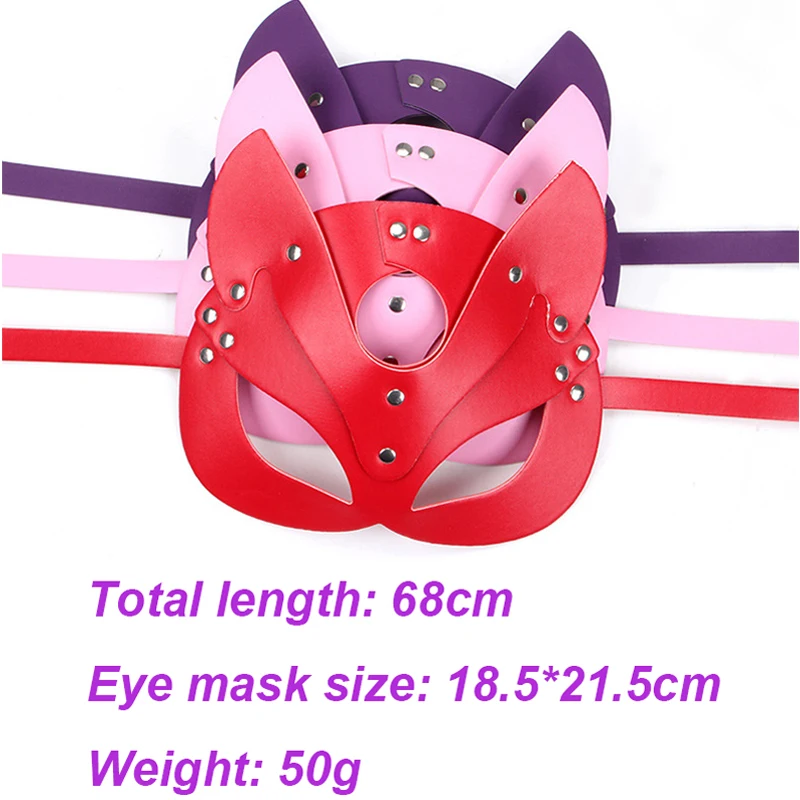 Female Sexy Cat Masks Fetish Wear Erotic Collar BDSM Leather Masks Adjustable Leather Harness Leash Goth Erotic Costumes Cosplay