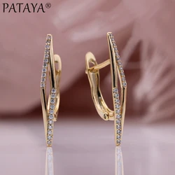 PATAYA New Micro-wax Inlay Natural Zircon Long Earrings Daily Life Fashion Women Jewelry 585 Rose Gold Color Unique Earrings