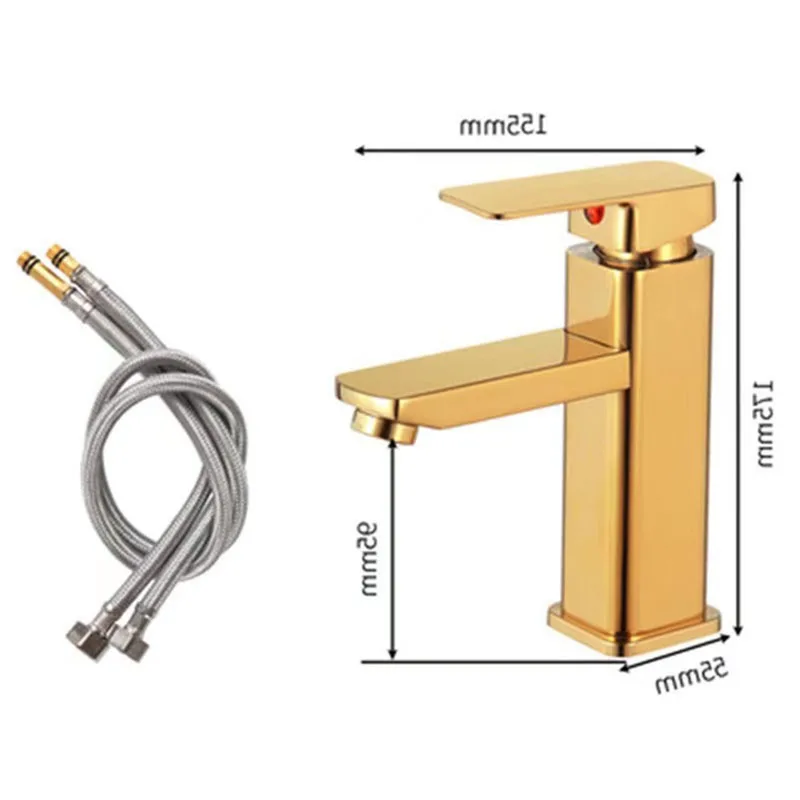Cuadrado de oro y lavabo negro baño grifo lavabo grifo mezclador agujero único de pintura caliente fría grifos de fregadero cascada Faucut