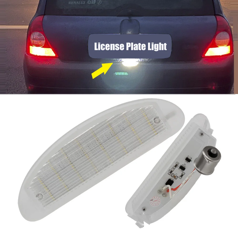 Lámpara de placa de matrícula de coche Canbus de 18 LED 12V 7700410754   Sin Error Para Renault Clio MK2 Clio II (1998-2005) Twingo I 1993-2007
