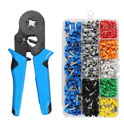 HSC8 6-4 0.08-10mm² Crimping Pliers Wire Stripper Crimper Ferrule Tube Type Needle Self-Adjusting Hand Pliers 1200 Terminals Kit