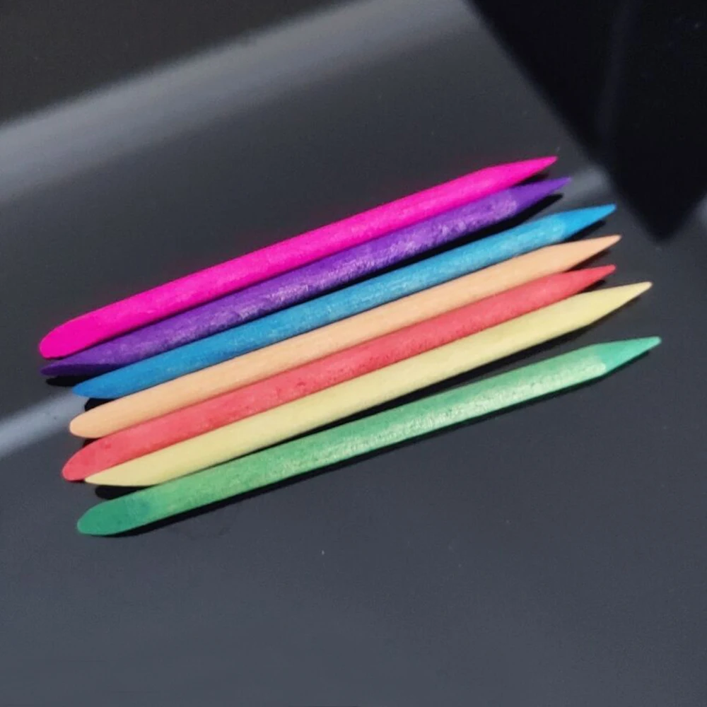 50pcsX75mm Colorful Nail Art Design Orange Wood Stick Cuticle Pusher Remover Manicure Care Cleaner Dead Skin Care