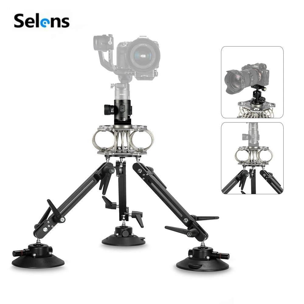 

Selens Aluminium Alloy 50cm 60kg Load Car Suction Cup Mount Holder Dslr Camera Tripod For Gimbal Stabilizer & RONIN,RONIN M MX S