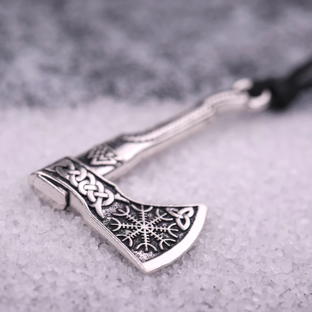 My Shape Viking Ax Axe Necklace for Men Norse Viking Runes Compass Flag Pendant Chain Vintage Amulet Jewelry Male Boy Gifts image 5
