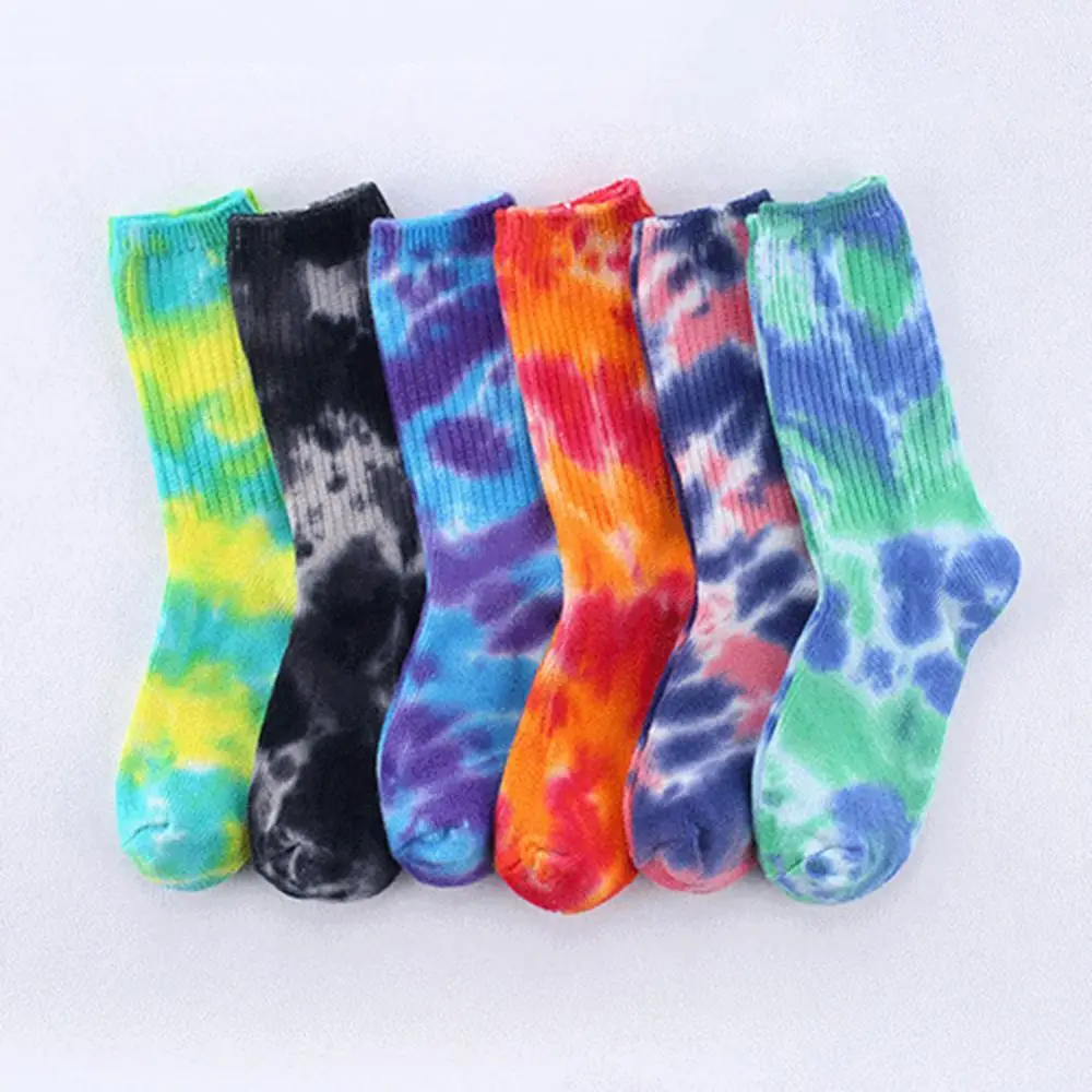 

Cotton Fashion Couple Tie-Dyed Breathable Skateboard Soft Middle Tube Socks