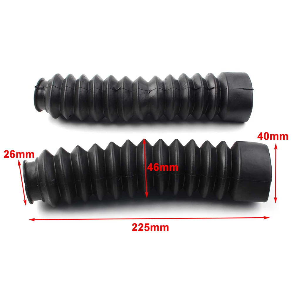 225mm Black Front Fork Dust Cover Boots Shock Absorber Black Rubber with Rings Pair Universal For Suzuki GN125 GS125 For Harley