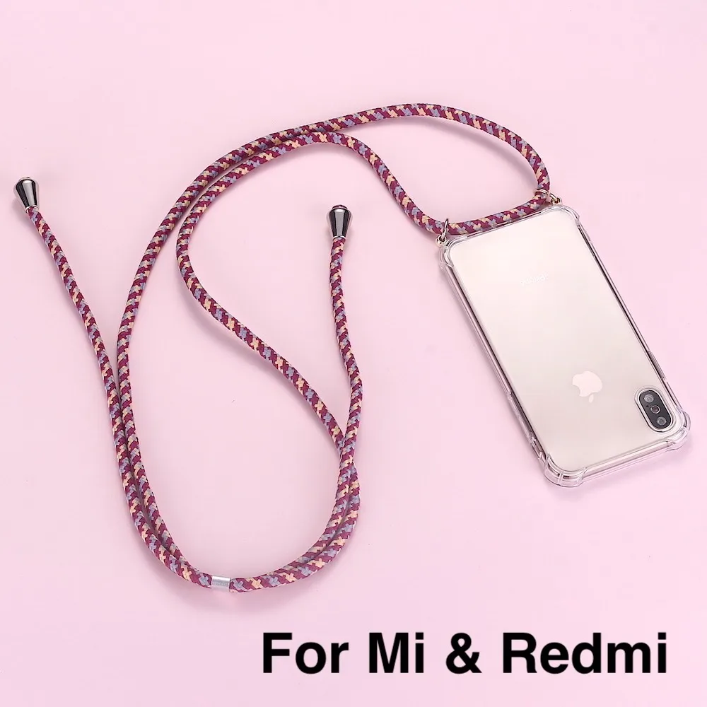 Strap Cord Chain Phone Tape Necklace Lanyard Mobile Phone Case for Carry to Hang For XIAOMI MI Redmi 3 5 6 7 8 9 A3 9T K30 7A A3