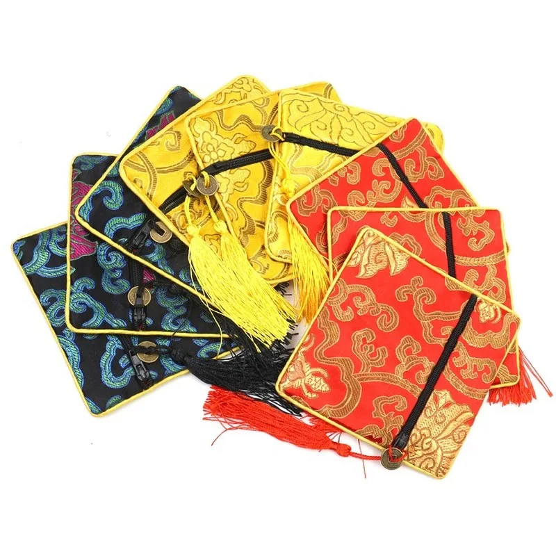 กระเป๋าของขวัญ Handmade ซิปของขวัญ Dompet Koin สไตล์จีนผ้าไหมกระเป๋าเครื่องประดับ Trinket หวีที่เก็บเครื่องสำอางกระเป๋าหูฟังกระเป๋า