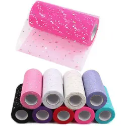 10 Yards 15cm Tulle Roll Glitter Sequin Organza Tutu Fabric Wedding Decoration Tulle White Tulle Doll Birthday Party Supplies