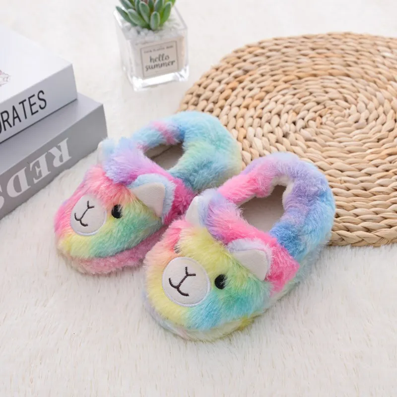 2021 Kids Slippers for Toddler Boys Indoor Shoes Baby Girl Fur Slides Cotton Flip Flop Warm Winter House Children Slipper