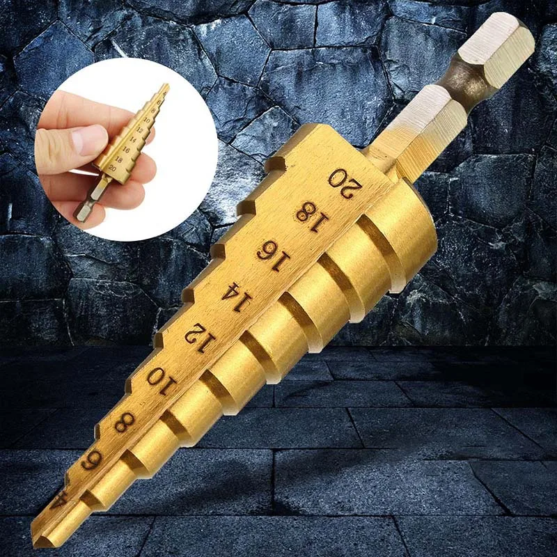 4-32MM HSS Titanium Coated Step Drill Bit Drill Power Tool Wood Hole Milling Cutter High Speed Metal Cone