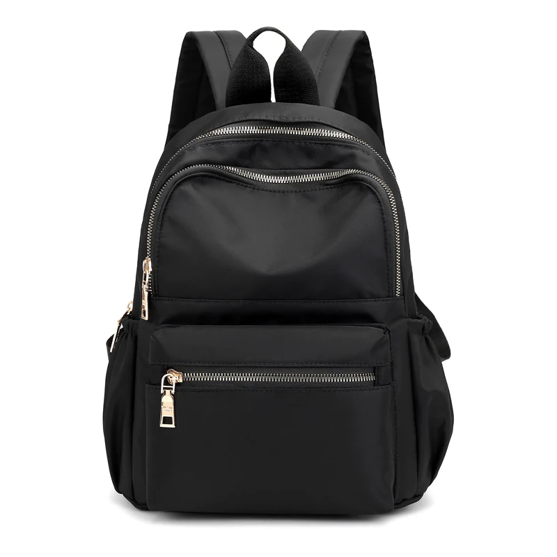 Sac à dos Oxford décontracté pour femme, sacs d\'école en nylon imperméable, fourre-tout de voyage, mode adolescente, noir