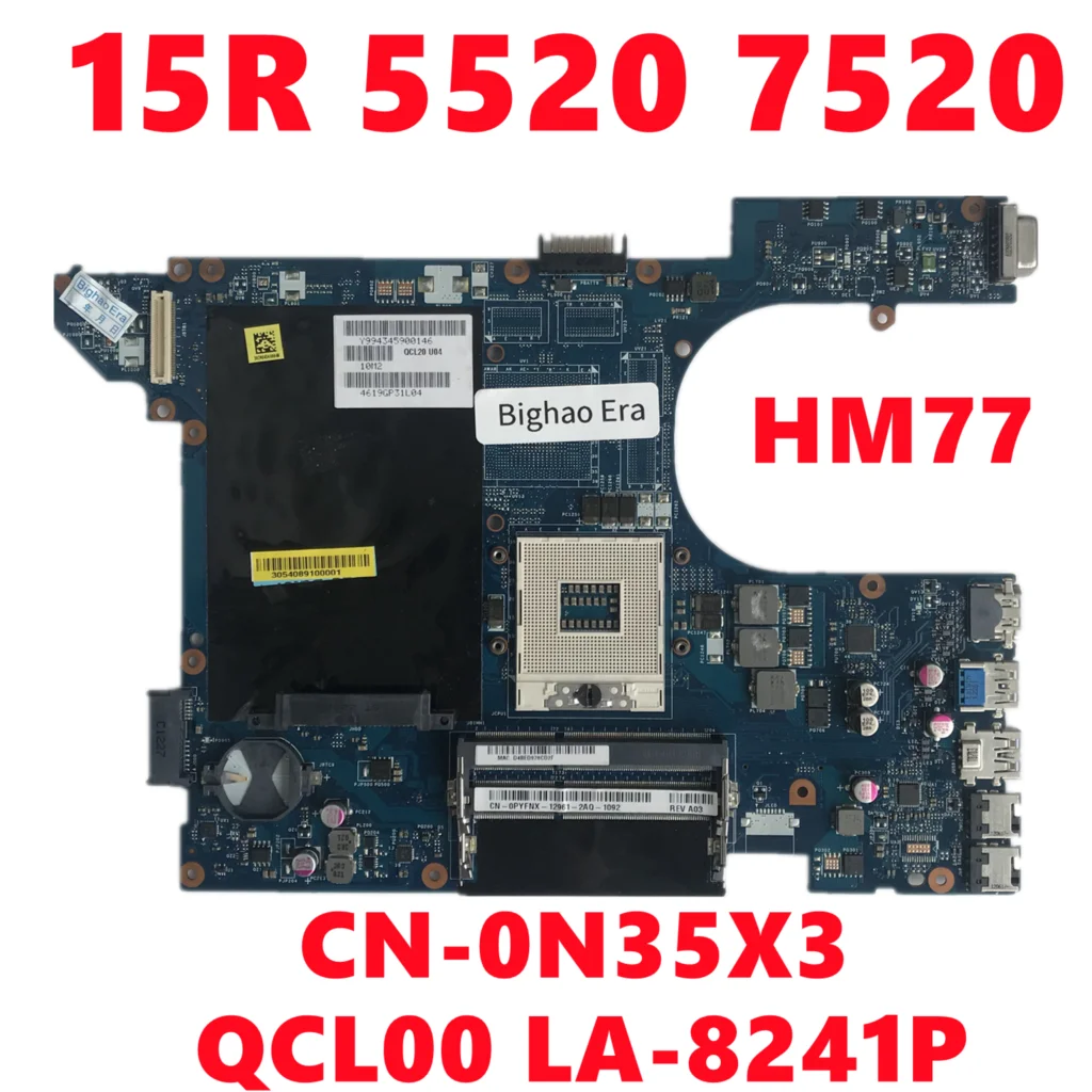 CN-0N35X3 0N35X3 N35X3 untuk Dell Inspiron 15R 5520 7520 Laptop Papan Utama QCL00 LA-8241P Mainboard HM77 DDR3 Sepenuhnya Diuji OK