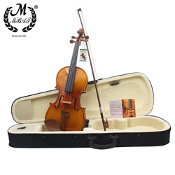 M MBAT Bright Spruce Violin 4/4 3/4 1/4 1/2 Natural Acoustic Fiddle Stringed Instrument With Bow PC Case Music Accessories Set