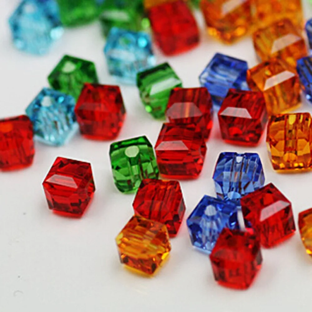 20pcs High Quality Square Austrian Crystal Beads Transparent Loose Beads Color Square Glass Ball 6x6mm Crafts Diy Decor Supplies