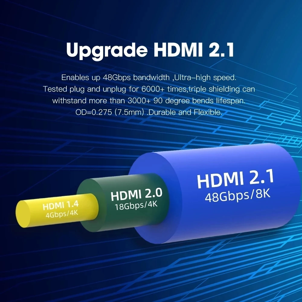 MOSHOU HDMI 2.1 kabel posrebrzane 48 gb/s 8K/60Hz 4K/120Hz łuk z Audio HDMI przewód HDR wzmacniacz konwerter PS5 projektorach