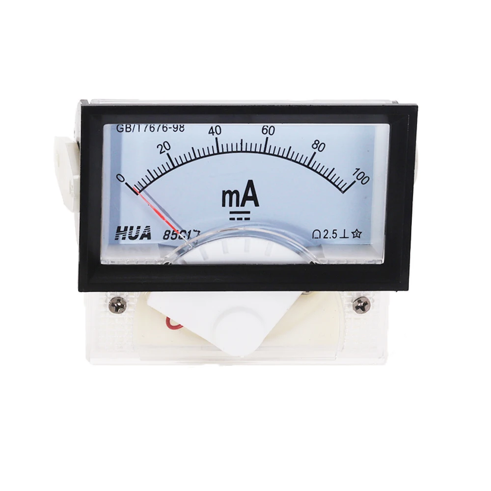 85C17 DC Analog Panel Ammeter 10MA 20MA 100MA 200MA 500MA 1000MA Class2.5 Gauge Amperemeter Meter