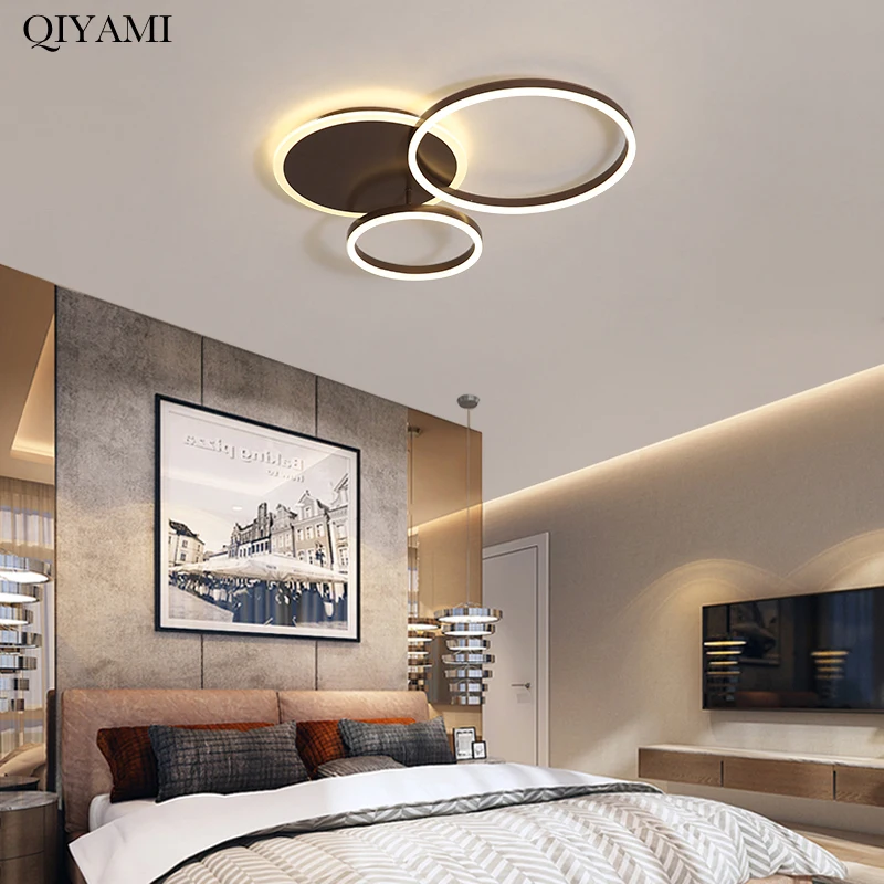 Modern Round Design Ceiling Lights For Living Room Bedroom Gold White Coffee Painted  Circle Rings Lighting Fixtures Luminaire