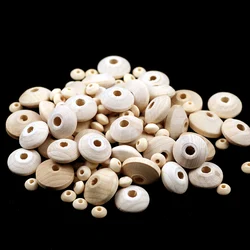 YHBZRET Wooden Flat Round Beads Loose Spacer Eco-Friendly Natural-Color Wood Beads for Jewelry Making bracelet DIY Findings toys