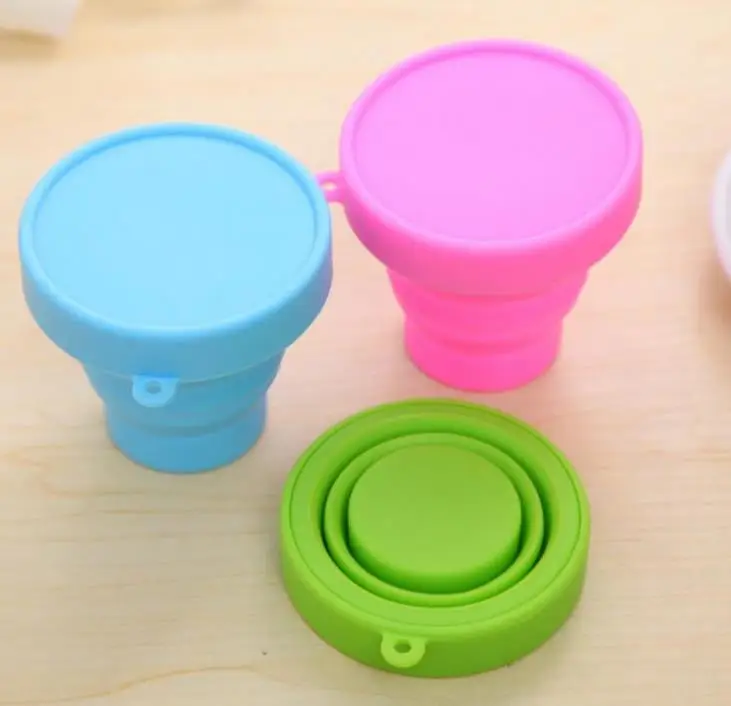 Wholesale 300pcs foldable silicone outdoor camping travel folding cup Telescopic Collapsible Retractable drinking cup SN3802