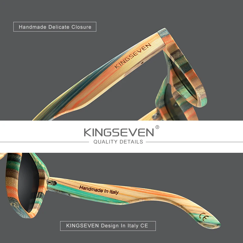 KINGSEVEN Polarized Full frame Bamboo Sunglasses Men Wooden Sun glasses Women\' Glasses Brand Original Oculos de sol Masculino