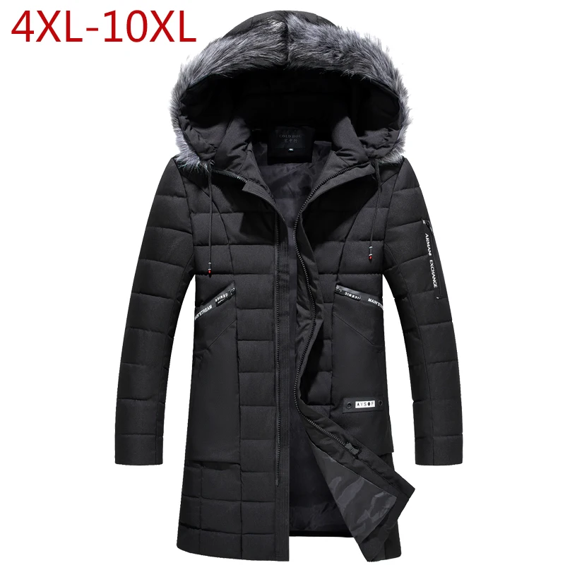 Gorro de invierno desmontable para hombre, chaqueta gruesa y cálida con bolsillo interior, Parkas sencillas de estilo largo, abrigo práctico con dobladillo, talla grande 4XL-10XL