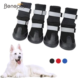 Benepaw Waterproof Dog Boots Winter Reflective Pet Shoes Outdoor Anti-Slip Snow Booties Paw Protector For Medium Large Dogs