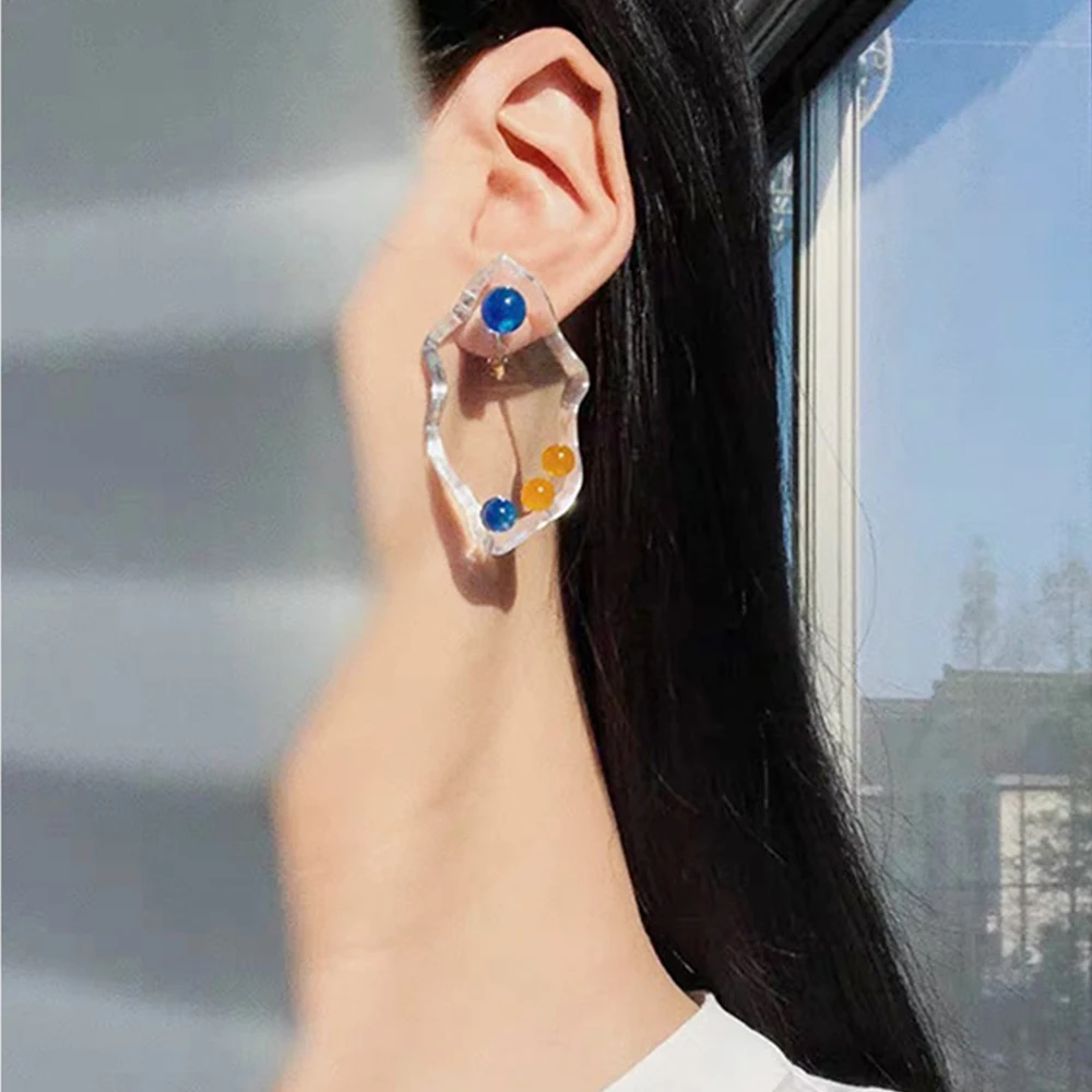 

AENSOA Irregular Transparent Acrylic Resin Stud Earrings for Women Gifts Fashion Simple Geometric Big earring Statement Jewelry