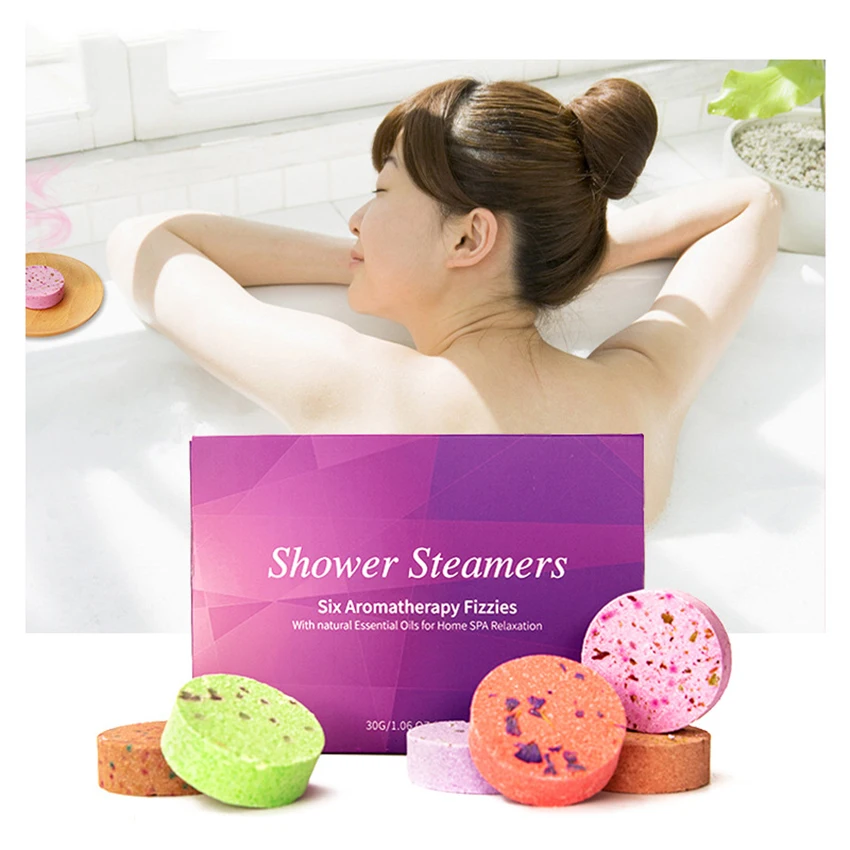 6PCS/Set Shower Steamers Gifts for Women and Men, Grapefruit, Rose Essential Oil Scented Aromatherapy Shower Bomb for Relaxation